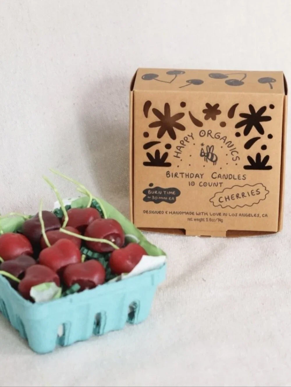 Happy Organics Cherry-Shaped Beeswax Birthday Candles Set Of 10